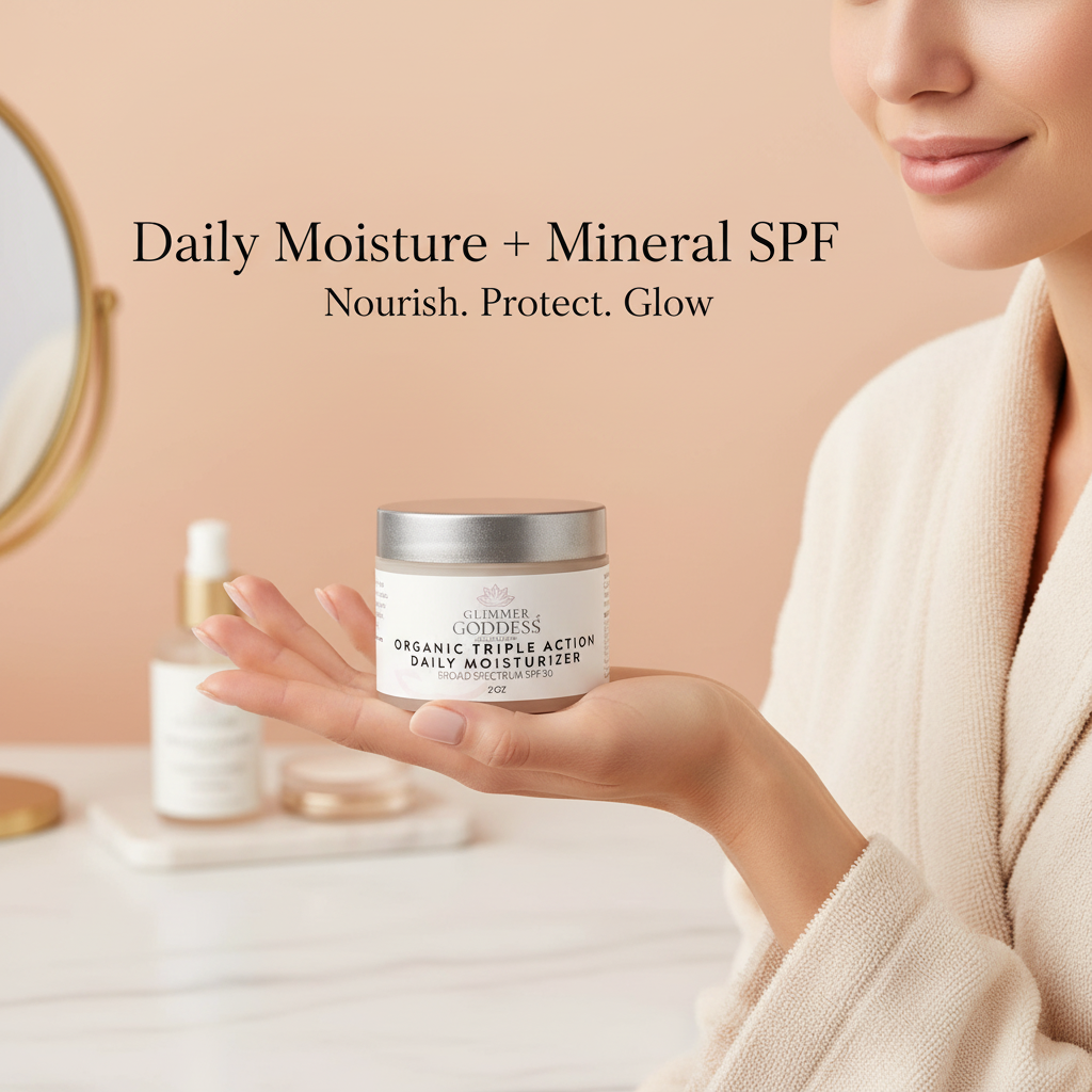 Triple Action Daily Moisturizer – Organic SPF 30 Glimmer Goddess® Organic Skin Care