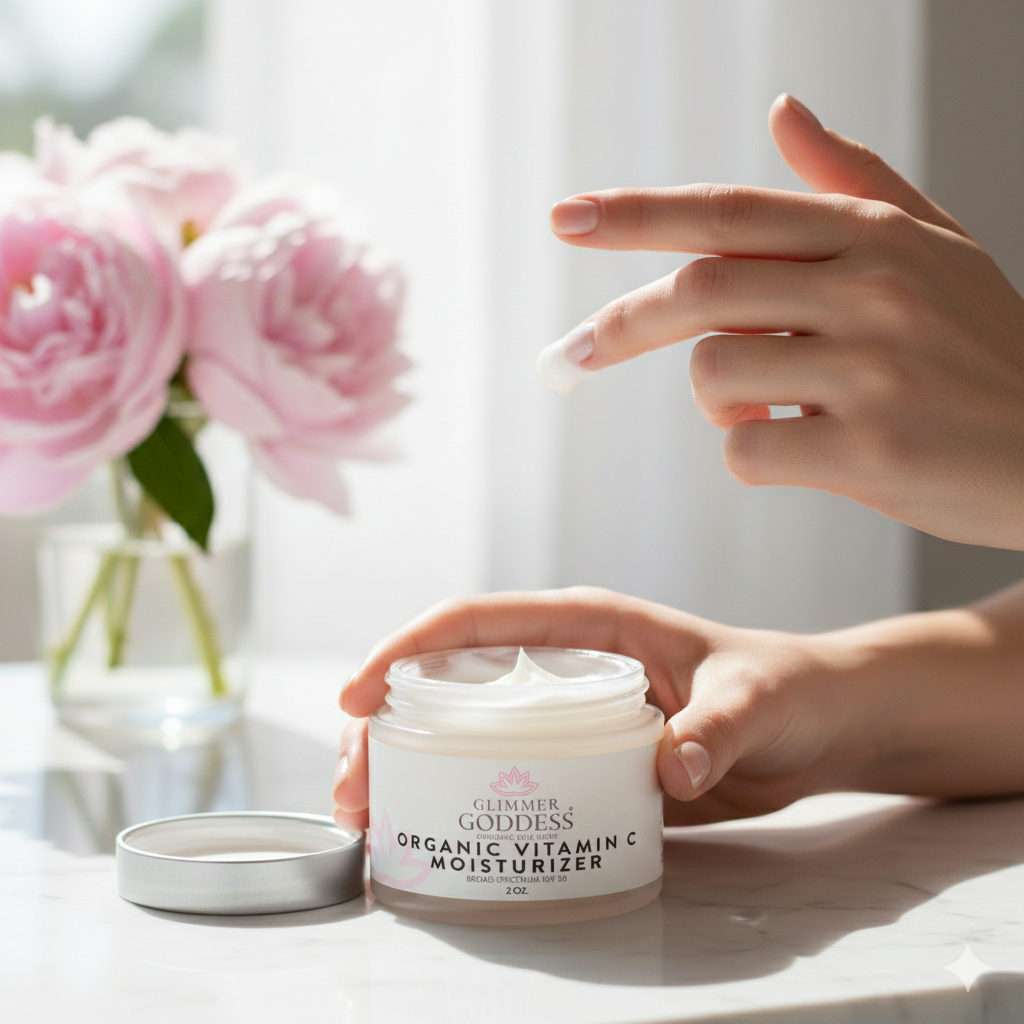 Organic Vitamin C Daily Moisturizer SPF 30 – Brightening Formula Glimmer Goddess® Organic Skin Care