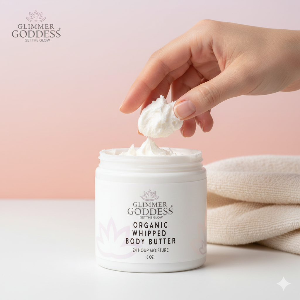 Organic Whipped Body Butter for Extremely Dry Skin Glimmer Goddess® Organic Skin Care
