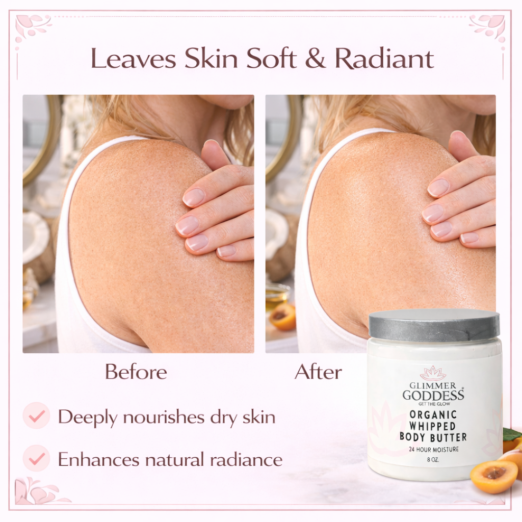 Organic Whipped Body Butter for Extremely Dry Skin Glimmer Goddess® Organic Skin Care