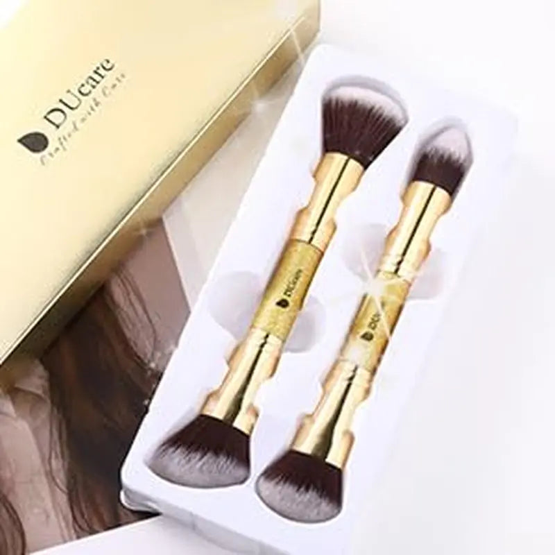 Makeup Brushes Duo End Foundation Powder Buffer and Contour Brush Synthetic Cosmetic Tools 2Pcs SnapGoShop
