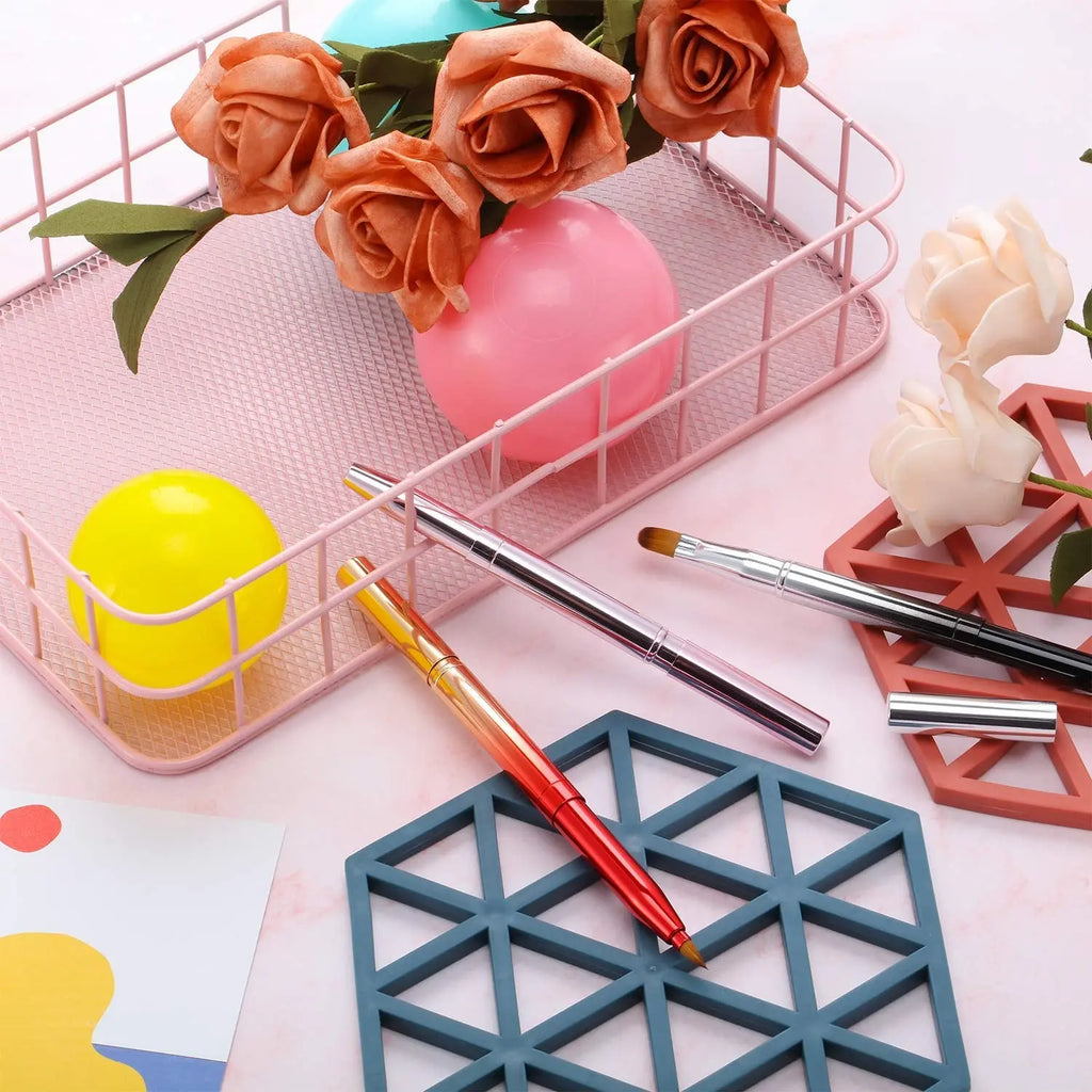 3 Pieces Lip Brush Retractable Lipstick Liner Brush Lipstick Dual-Ended Foundation Makeup Brush with Cap Travel Applicators SnapGoShop