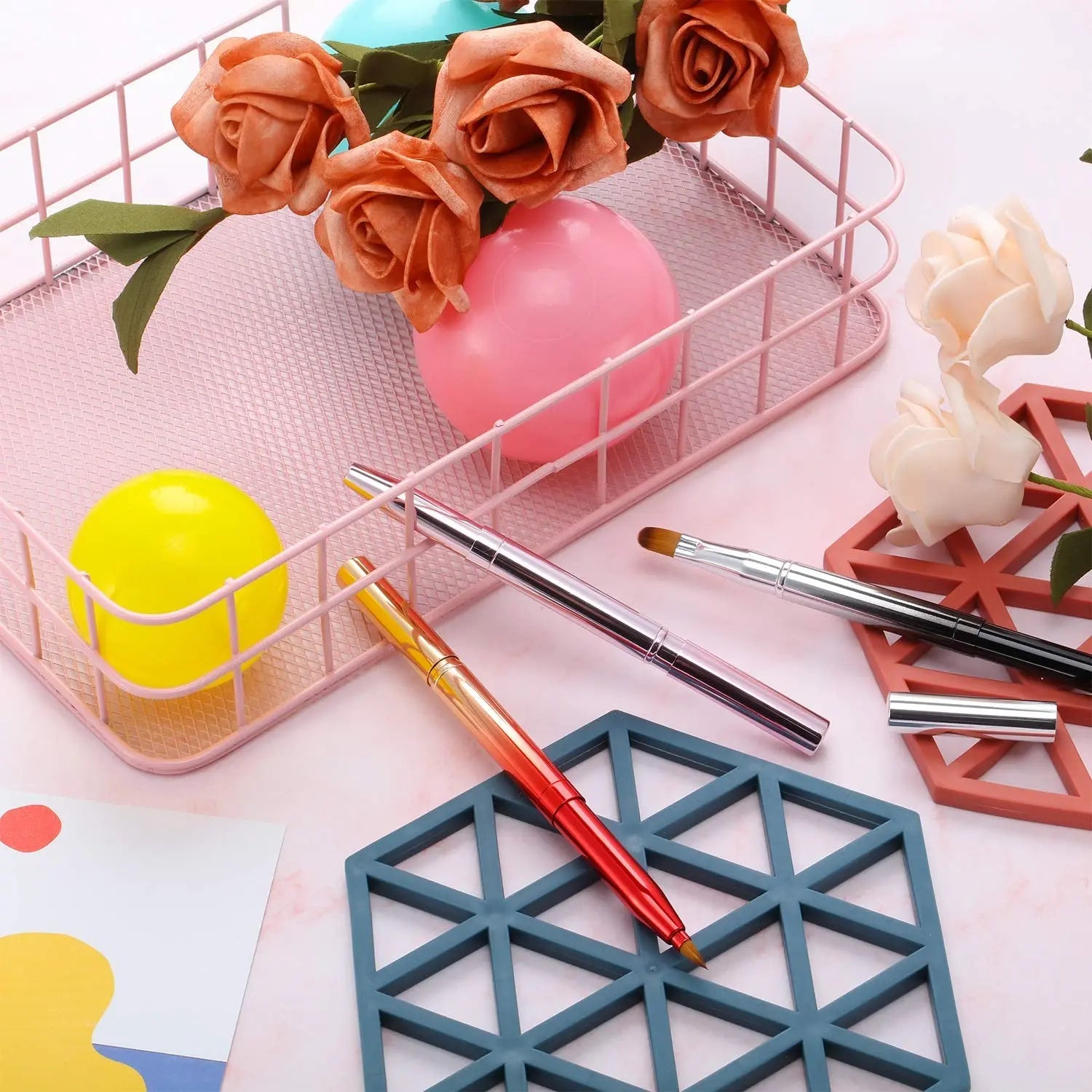 3 Pieces Lip Brush Retractable Lipstick Liner Brush Lipstick Dual-Ended Foundation Makeup Brush with Cap Travel Applicators SnapGoShop