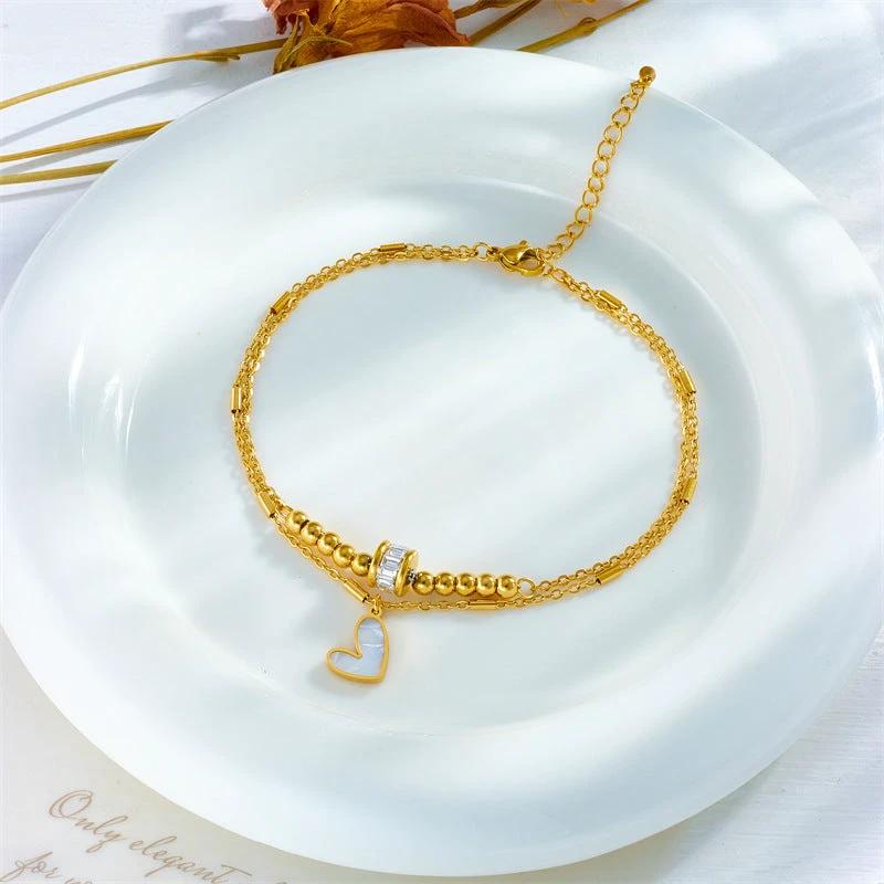 Fashion Jewelry Boho Classic Love Heart Ankle Chain Double Layer Chain Bracelet Anklet Charm Tassel Leg Chain On Foot Chain Women Party Jewelry Accessories MANDOTOS