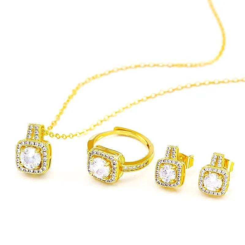 Fashion Jewelry Set - Zircon Gem Necklace Earring Ring MANDOTOS