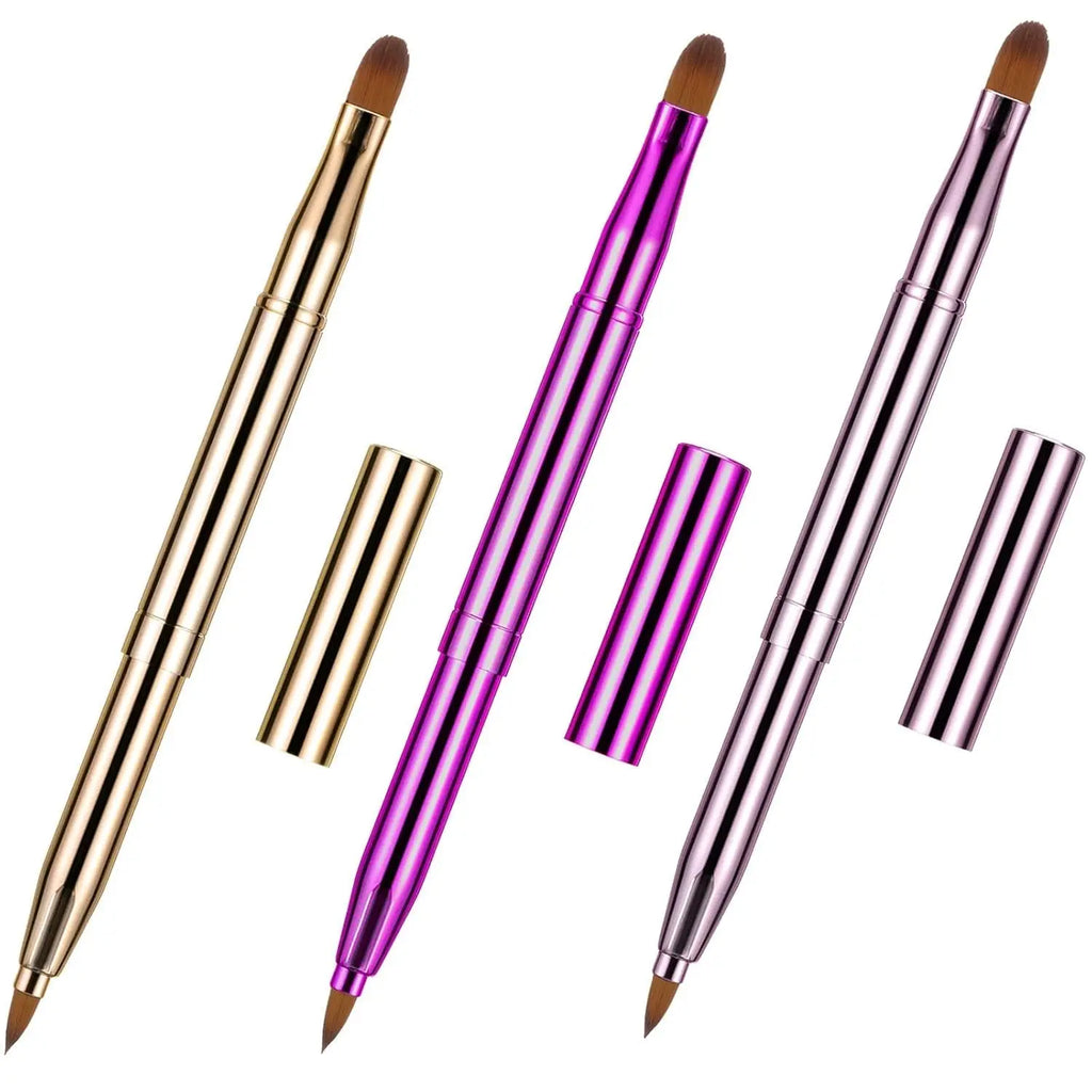 3 Pieces Lip Brush Retractable Lipstick Liner Brush Lipstick Dual-Ended Foundation Makeup Brush with Cap Travel Applicators SnapGoShop