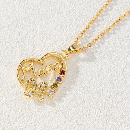 Mother's Day Gift Hollow Heart English Letter Love Mom Rhinestone Butterfly Finger Ring Jewelry Gift MANDOTOS