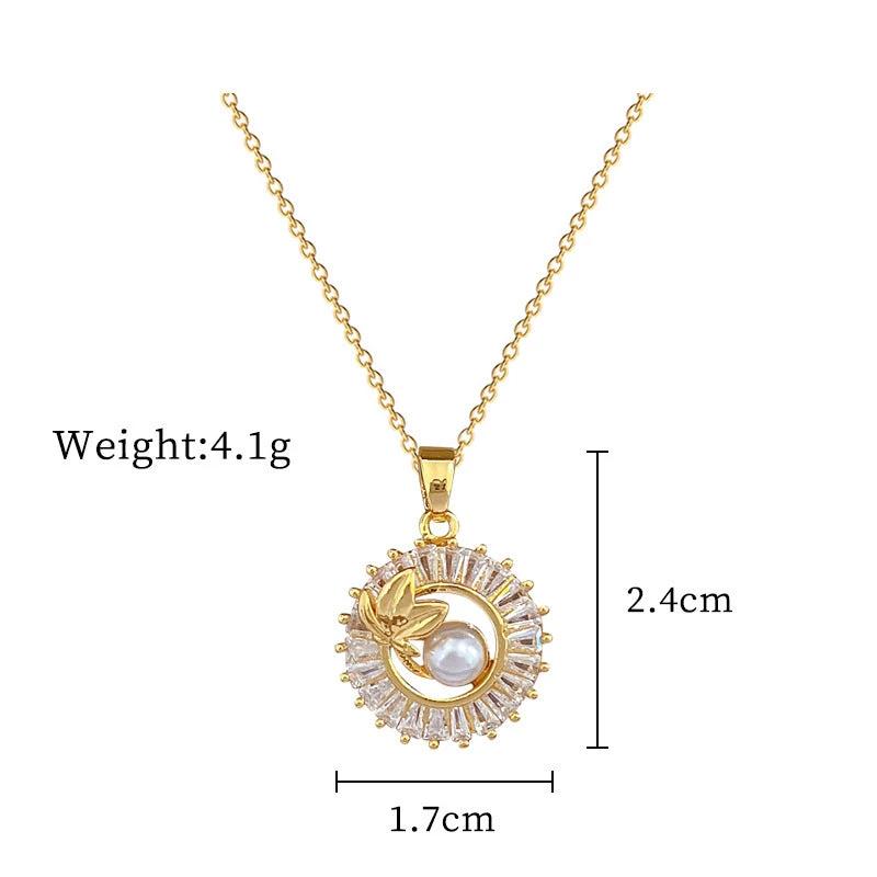 Fashion Jewelry Square Full Diamond Personalized Round Ring Leaves Necklace And Earrings Suite MANDOTOS