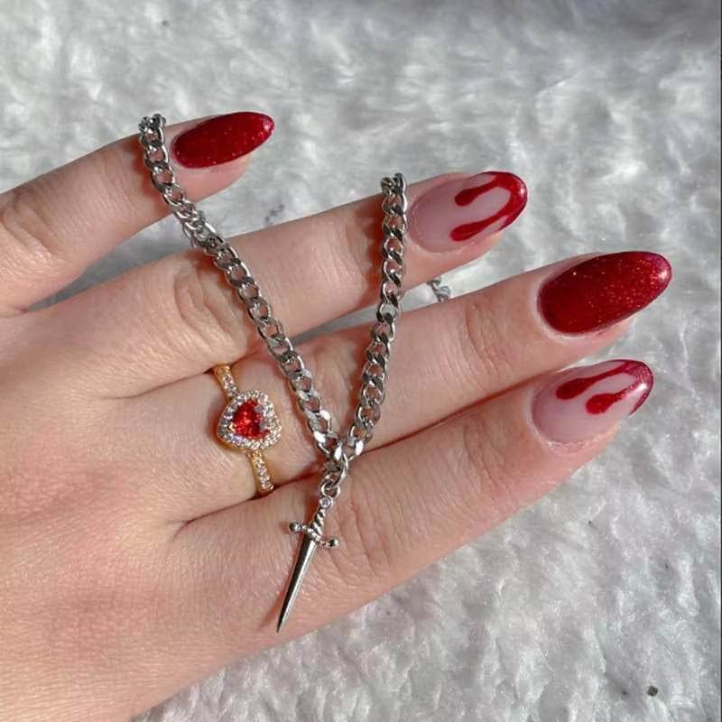 Heart Ring and Sword Necklace Set – Stainless Steel Couple Jewelry Gift CartRare