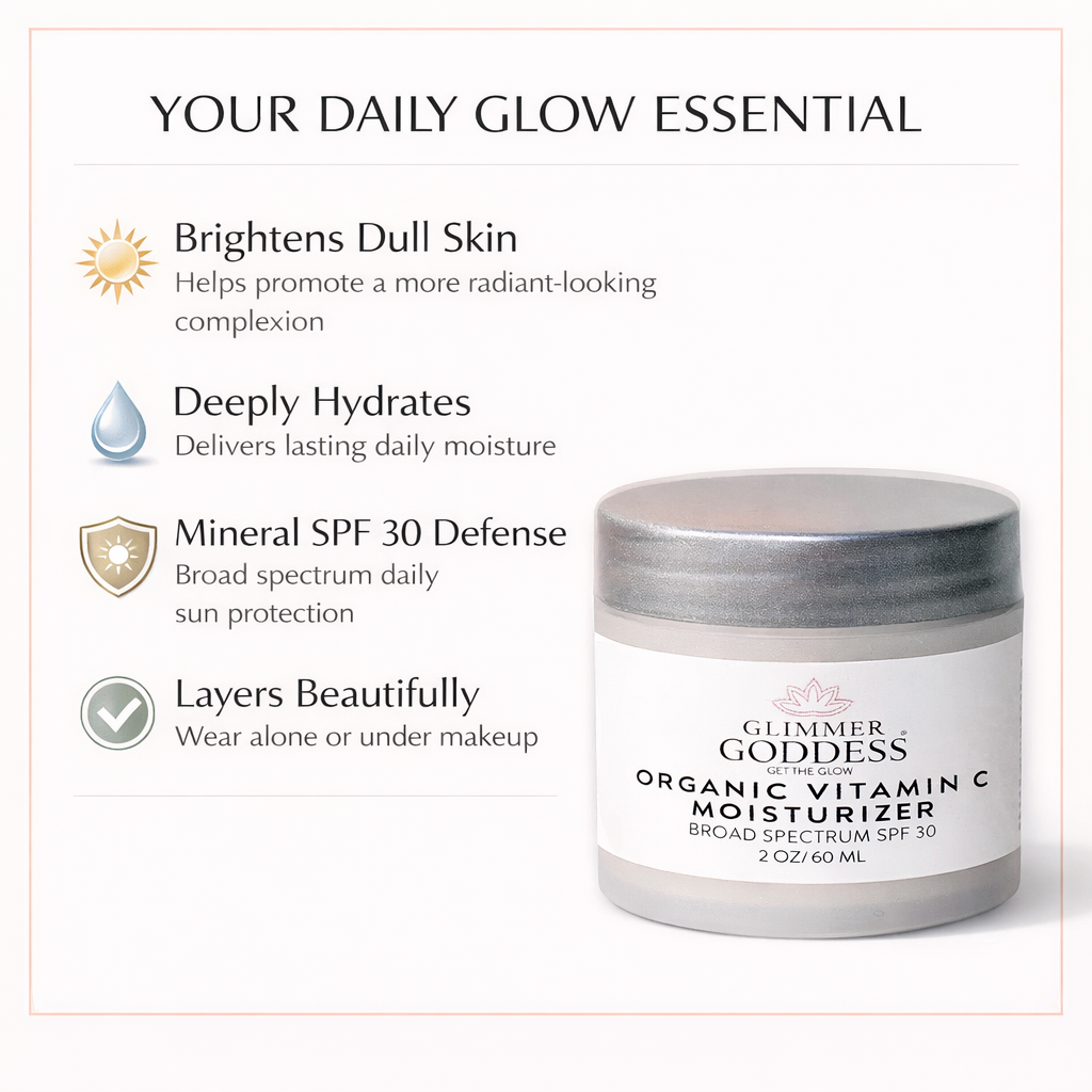Organic Vitamin C Daily Moisturizer SPF 30 – Brightening Formula Glimmer Goddess® Organic Skin Care