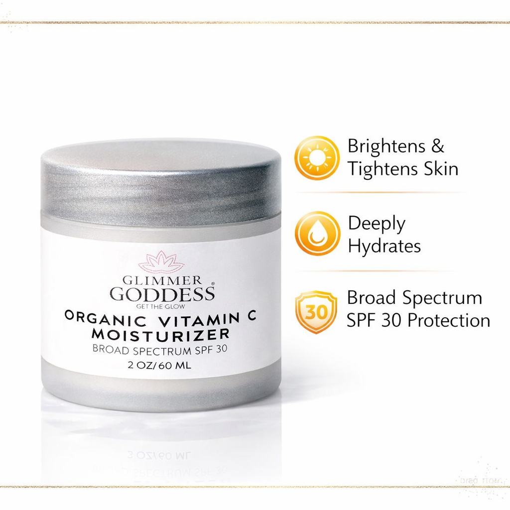 Organic Vitamin C Daily Moisturizer SPF 30 – Brightening Formula Glimmer Goddess® Organic Skin Care