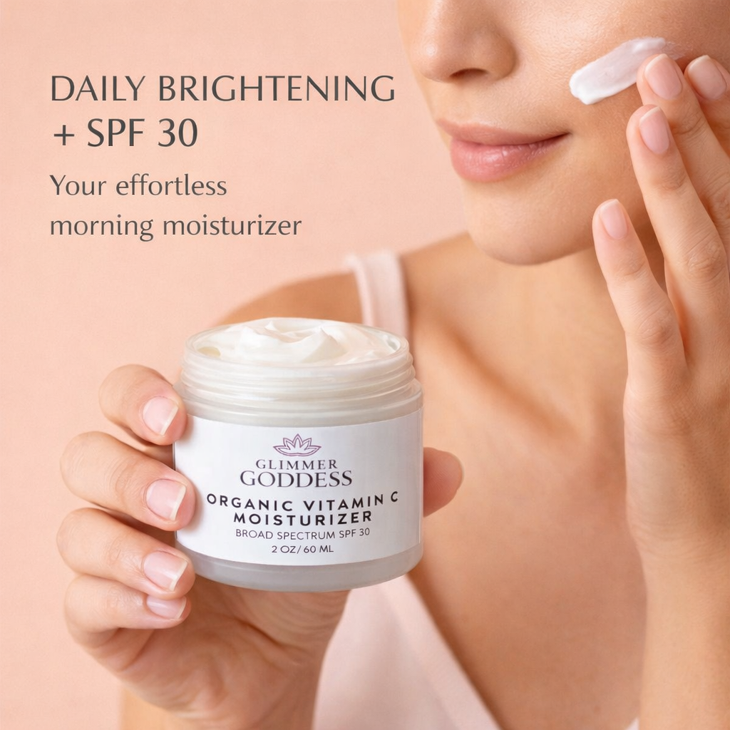 Organic Vitamin C Daily Moisturizer SPF 30 – Brightening Formula Glimmer Goddess® Organic Skin Care