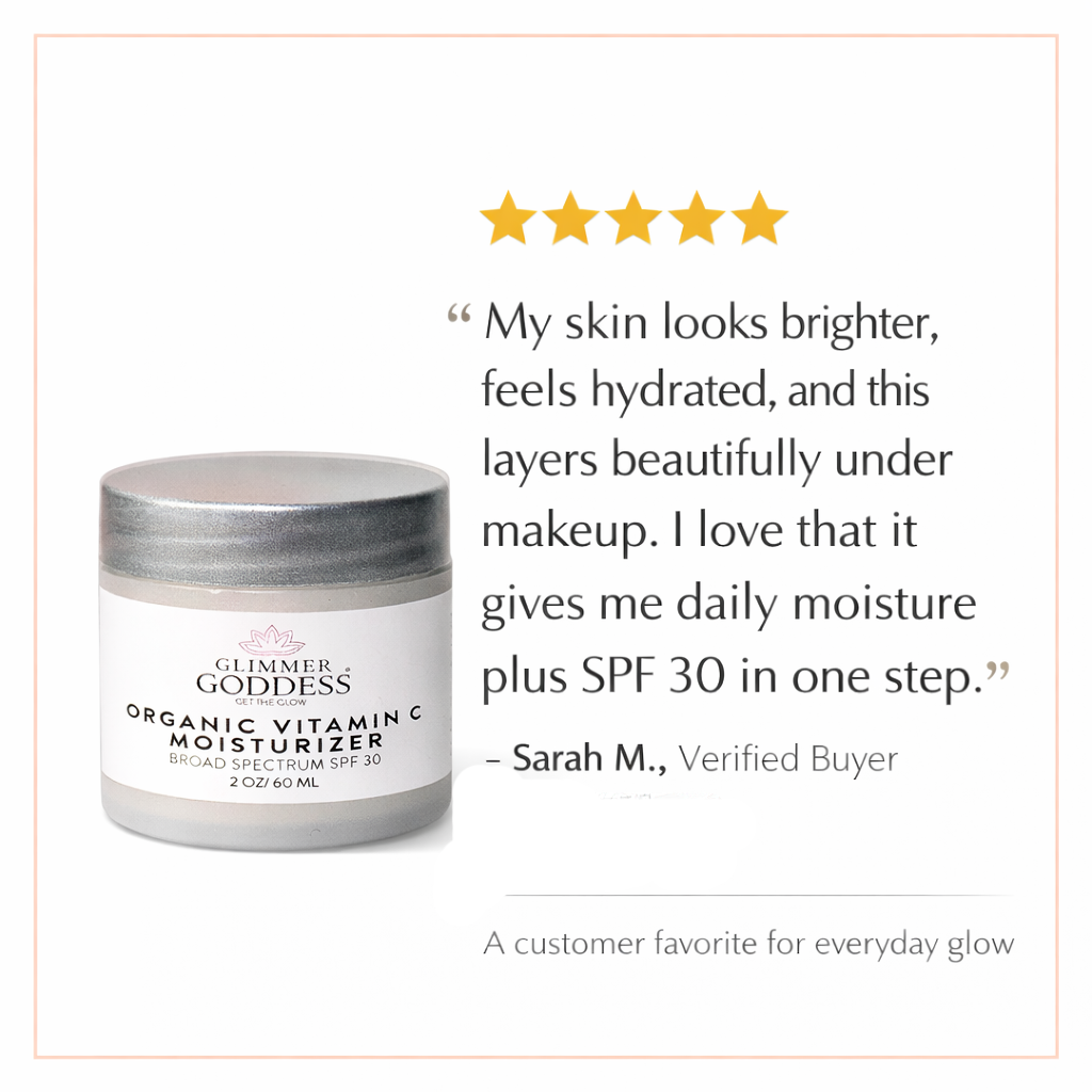 Organic Vitamin C Daily Moisturizer SPF 30 – Brightening Formula Glimmer Goddess® Organic Skin Care