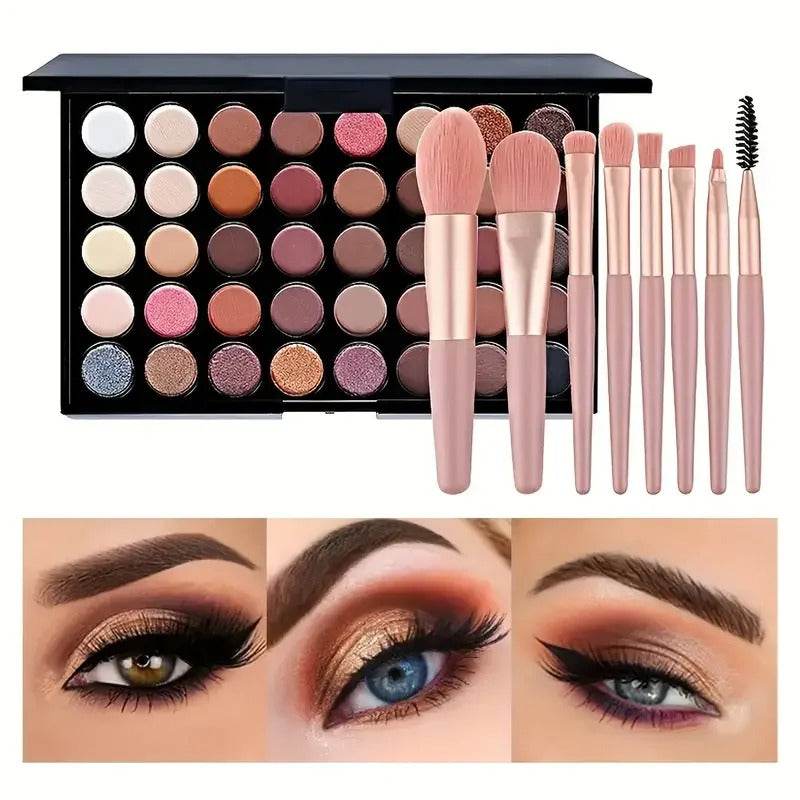 Professtional 40-Color Glitter & Matte Eyeshadow Palette – Waterproof, Long-Lasting Pressed Powder Makeup Kit for Women - Sunnyside Beauty