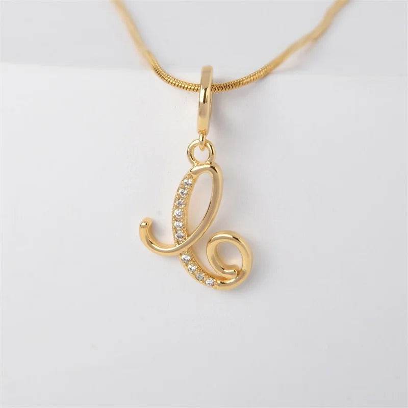 Gold Letter Pendant Necklace for Women – A-Z Alphabet Zircon Crystal Choker, Snake Chain Jewelry Gift CartRare