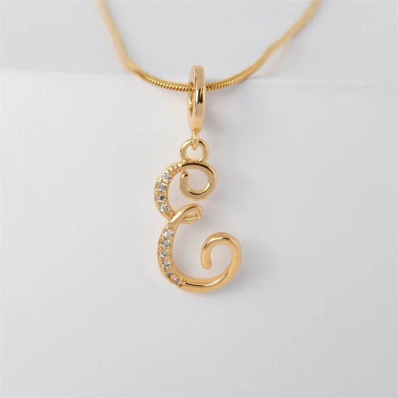 Gold Letter Pendant Necklace for Women – A-Z Alphabet Zircon Crystal Choker, Snake Chain Jewelry Gift CartRare