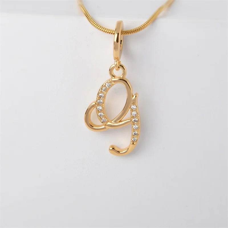 Gold Letter Pendant Necklace for Women – A-Z Alphabet Zircon Crystal Choker, Snake Chain Jewelry Gift CartRare
