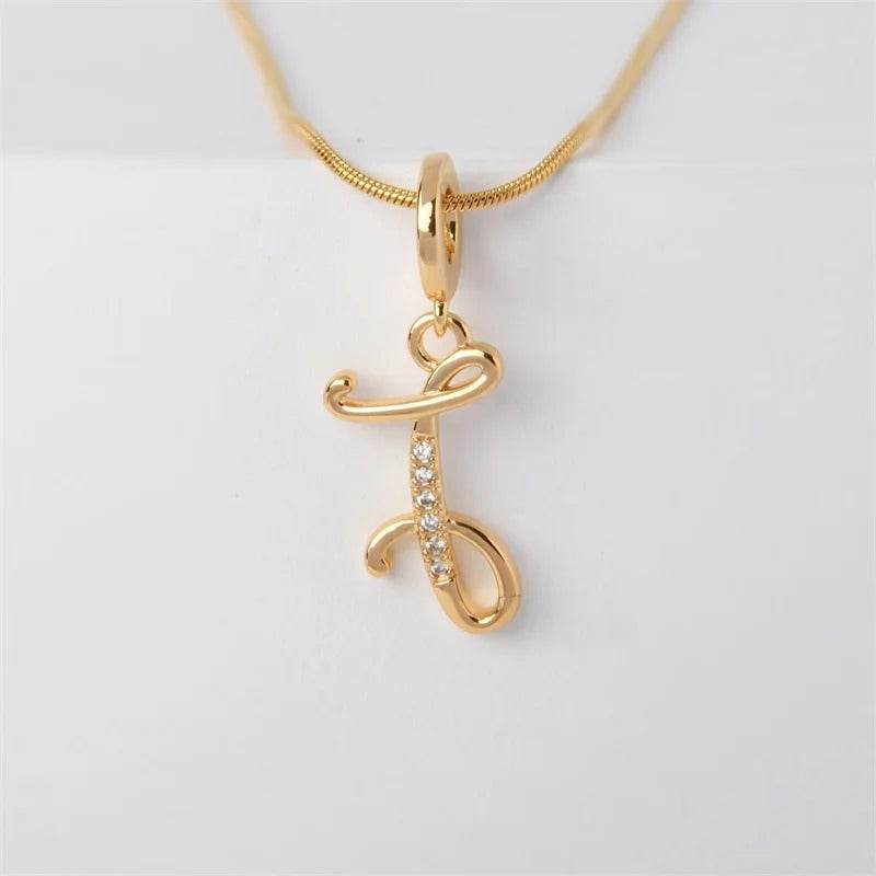 Gold Letter Pendant Necklace for Women – A-Z Alphabet Zircon Crystal Choker, Snake Chain Jewelry Gift CartRare