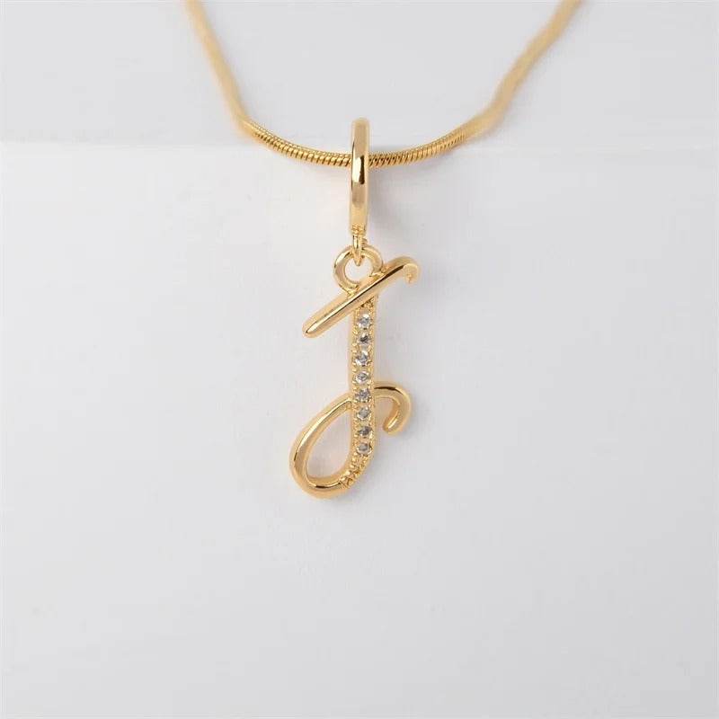 Gold Letter Pendant Necklace for Women – A-Z Alphabet Zircon Crystal Choker, Snake Chain Jewelry Gift CartRare