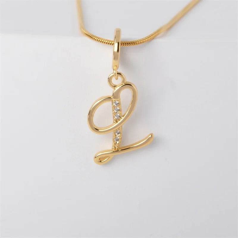 Gold Letter Pendant Necklace for Women – A-Z Alphabet Zircon Crystal Choker, Snake Chain Jewelry Gift CartRare