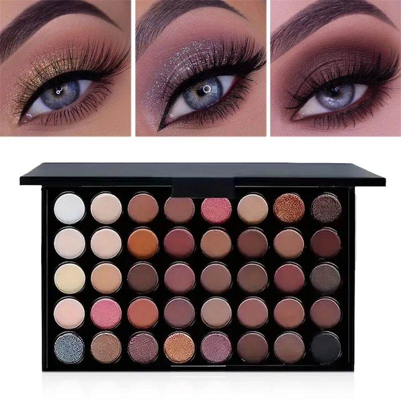 Professtional 40-Color Glitter & Matte Eyeshadow Palette – Waterproof, Long-Lasting Pressed Powder Makeup Kit for Women - Sunnyside Beauty