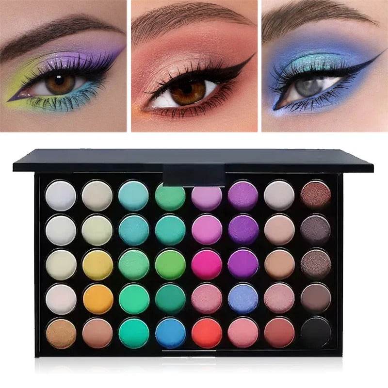 Professtional 40-Color Glitter & Matte Eyeshadow Palette – Waterproof, Long-Lasting Pressed Powder Makeup Kit for Women - Sunnyside Beauty