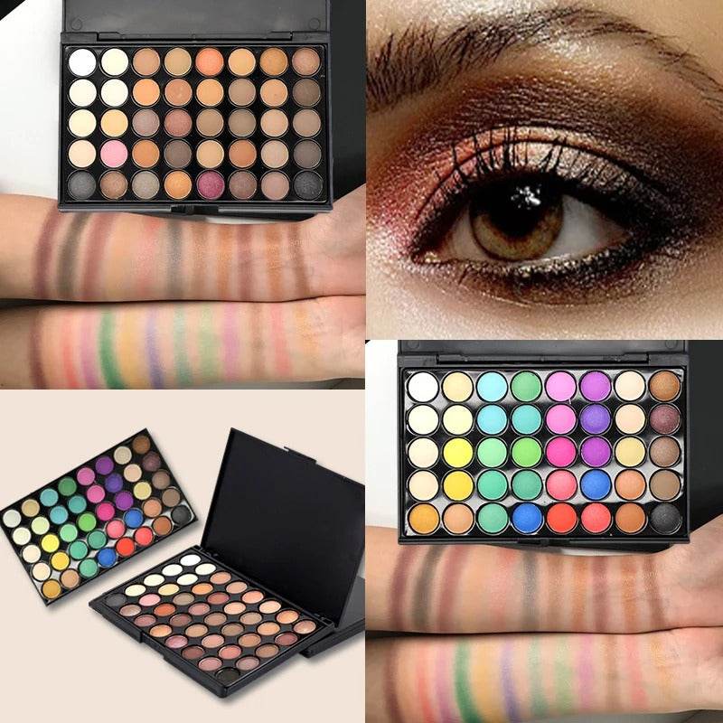 Professtional 40-Color Glitter & Matte Eyeshadow Palette – Waterproof, Long-Lasting Pressed Powder Makeup Kit for Women CartRare
