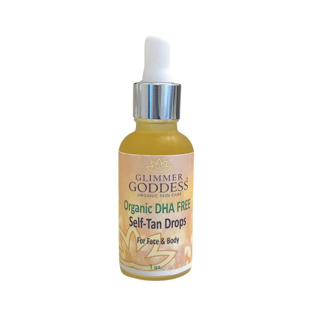 Organic DHA-Free Tanning Drops – Gradual Glow with No Chemical Smell Glimmer Goddess® Organic Skin Care