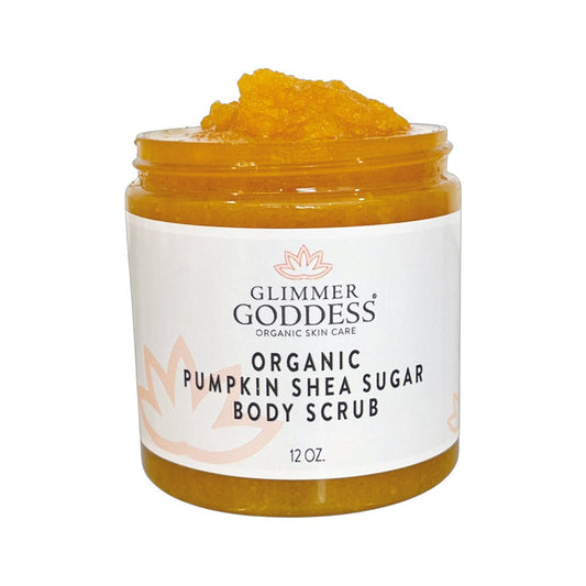 Organic Pumpkin Shea Sugar Body Scrub – Fall Scented Exfoliator Glimmer Goddess® Organic Skin Care