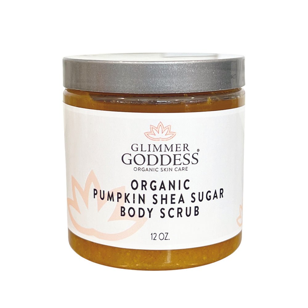 Organic Pumpkin Shea Sugar Body Scrub – Fall Scented Exfoliator Glimmer Goddess® Organic Skin Care
