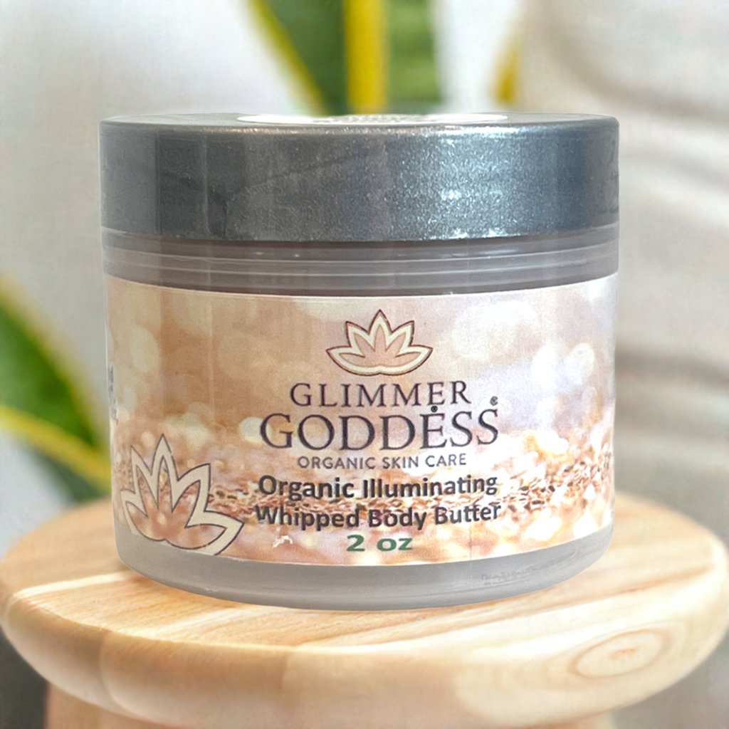 Organic Shimmering Body Butter 2 oz – Travel Size Glimmer Goddess® Organic Skin Care