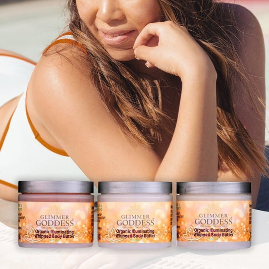 Organic Whipped Bronzing Body Butter – Shimmering Body Moisturizer with Instant Bronze Glow Glimmer Goddess® Organic Skin Care
