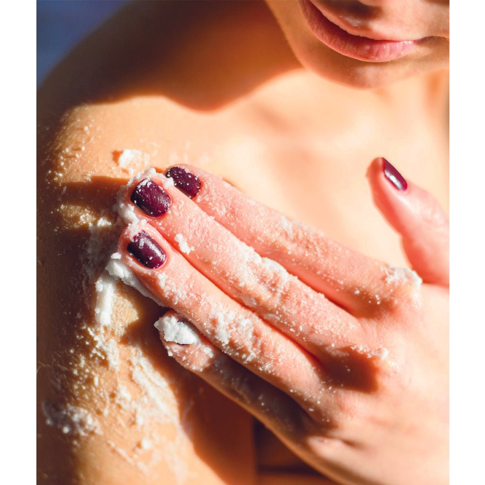 Organic Whipped Sugar Body Scrub 10 oz – Crepey Skin Treatment & Exfoliator Glimmer Goddess® Organic Skin Care