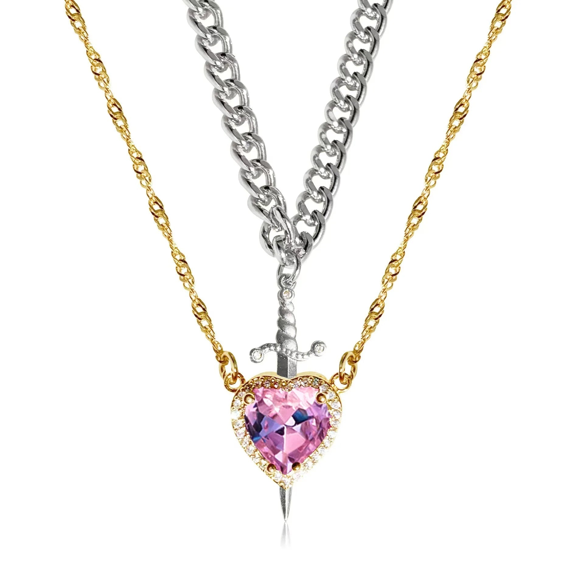Heart Ring and Sword Necklace Set – Stainless Steel Couple Jewelry Gift CartRare
